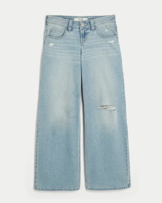 Hollister Andi Adjustable Waist Ultra Low-Rise Ripped Super Baggy Jeans