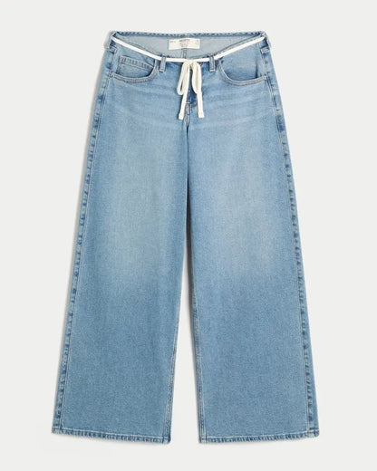 Ultra Low-Rise Tie Waist Super Baggy Jeans