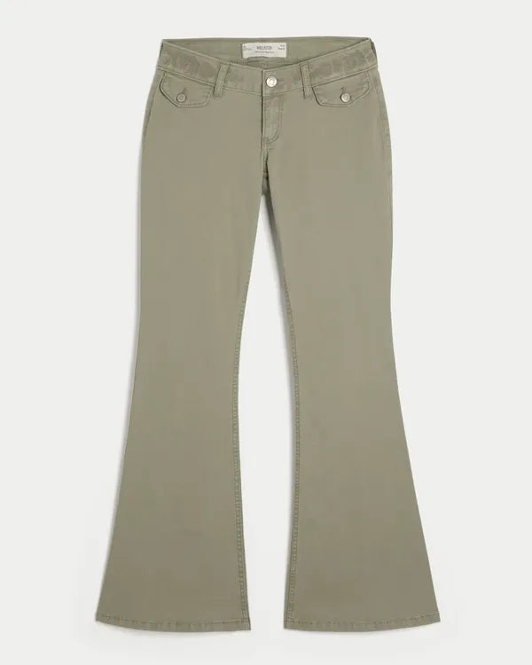 Ultra Low-Rise Embroidered Waist Flare Pants