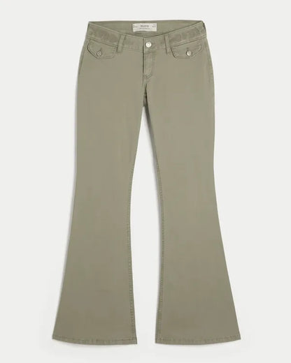 Ultra Low-Rise Embroidered Waist Flare Pants