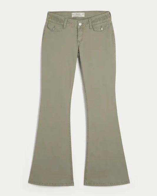 Ultra Low-Rise Embroidered Waist Flare Pants