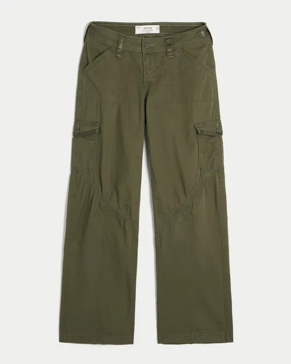 Hollister Andi Adjustable Waist Ultra Low-Rise Baggy Satin Trim Pants