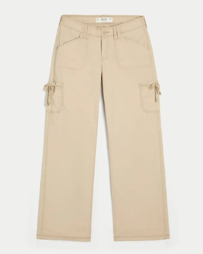 Low-Rise Lace Trim Baggy Pants