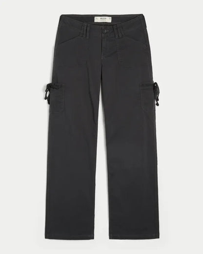 Low-Rise Lace Trim Baggy Pants