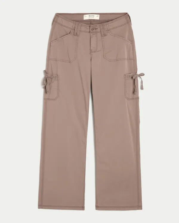 Low-Rise Lace Trim Baggy Pants
