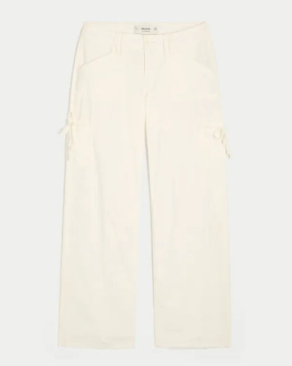 Low-Rise Lace Trim Baggy Pants