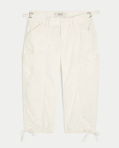 Hollister Andi Adjustable Waist Baggy Lace-Trim Capri Pants