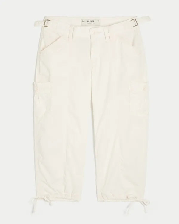 Hollister Andi Adjustable Waist Baggy Lace-Trim Capri Pants