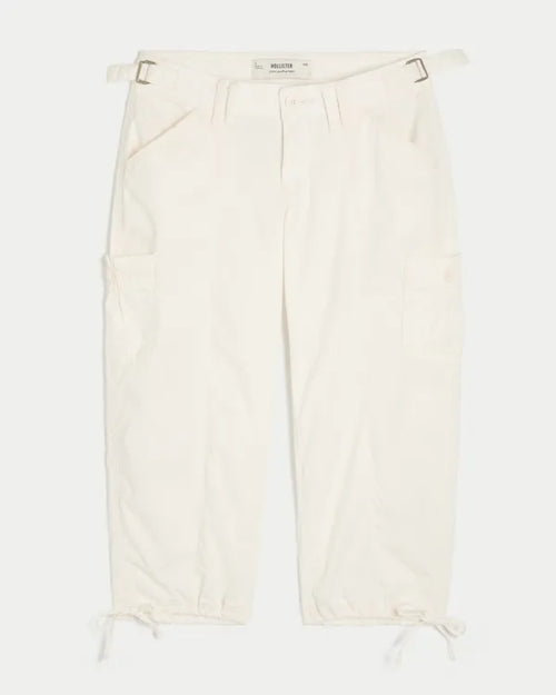 Hollister Andi Adjustable Waist Baggy Lace-Trim Capri Pants