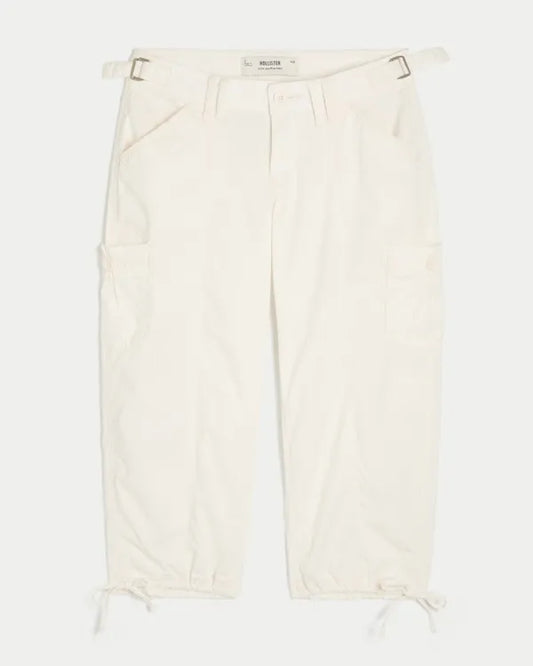 Hollister Andi Adjustable Waist Baggy Lace-Trim Capri Pants