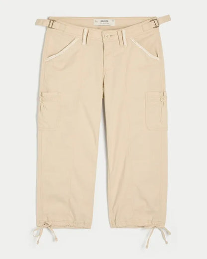 Hollister Andi Adjustable Waist Baggy Lace-Trim Capri Pants