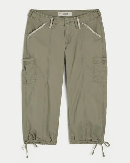 Hollister Andi Adjustable Waist Baggy Lace-Trim Capri Pants