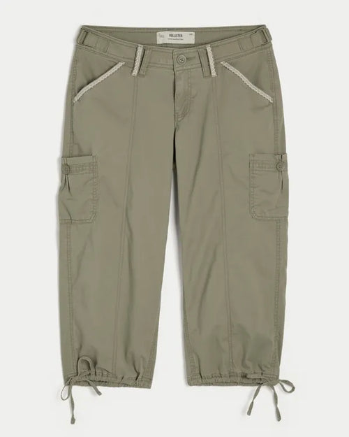 Hollister Andi Adjustable Waist Baggy Lace-Trim Capri Pants