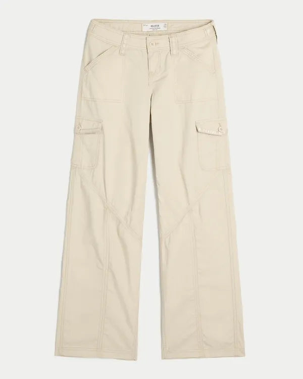 Hollister Andi Adjustable Waist Ultra Low-Rise Baggy Satin Trim Pants