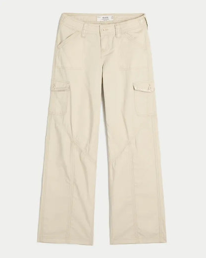Hollister Andi Adjustable Waist Ultra Low-Rise Baggy Satin Trim Pants