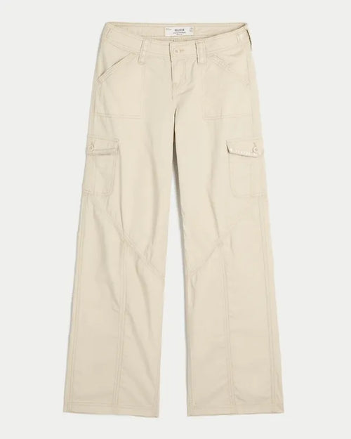 Hollister Andi Adjustable Waist Ultra Low-Rise Baggy Satin Trim Pants