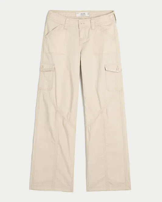 Hollister Andi Adjustable Waist Ultra Low-Rise Baggy Satin Trim Pants
