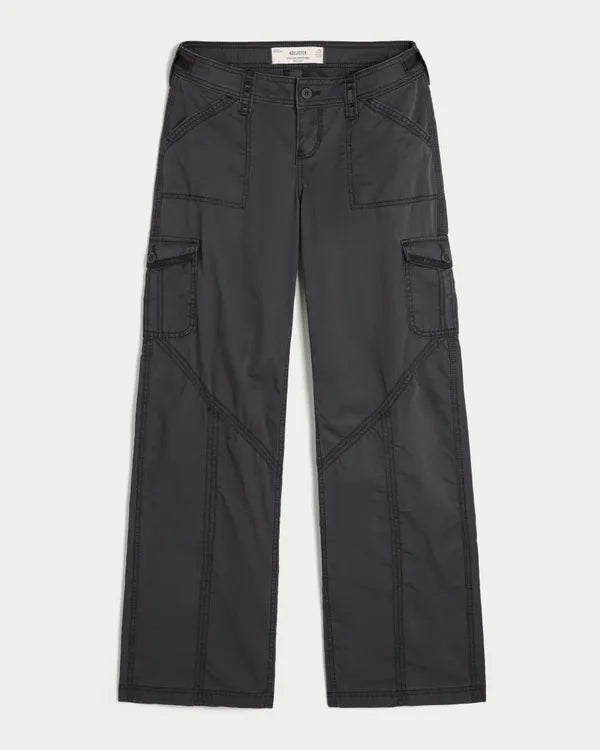 Hollister Andi Adjustable Waist Ultra Low-Rise Baggy Satin Trim Pants