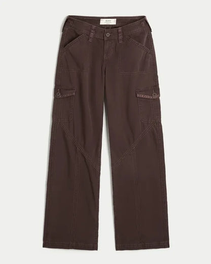 Hollister Andi Adjustable Waist Ultra Low-Rise Baggy Satin Trim Pants
