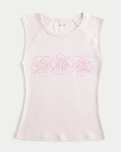 Hibiscus Graphic Raglan Tank