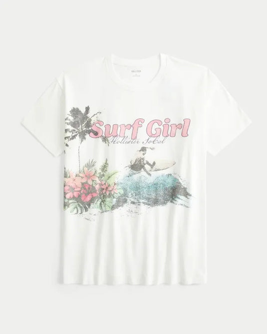 Oversized Surf Girl Logo Graphic Tee