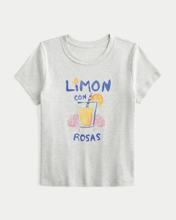 Cotton Limón con Rosas Graphic Baby Tee