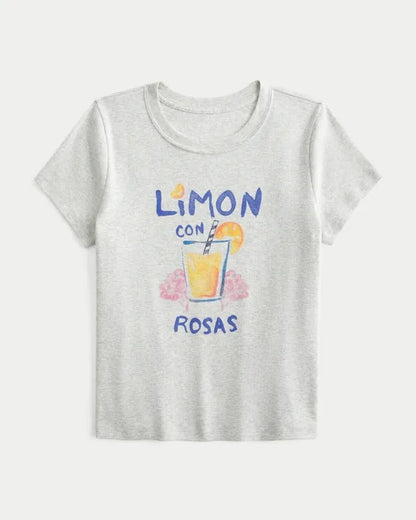 Cotton Limón con Rosas Graphic Baby Tee