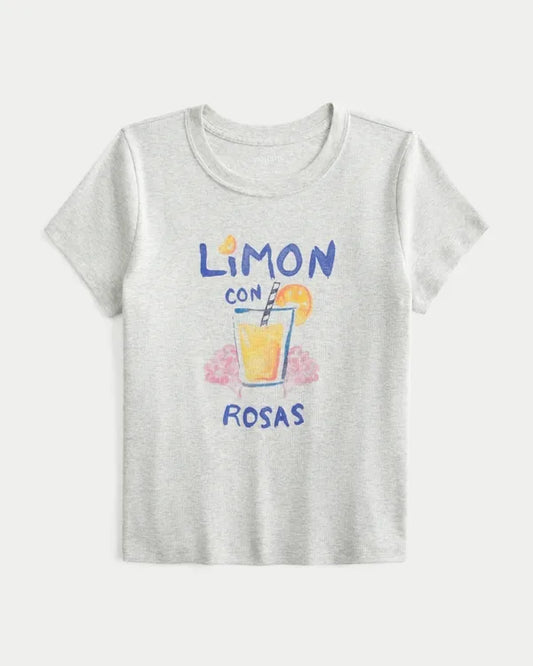 Cotton Limón con Rosas Graphic Baby Tee