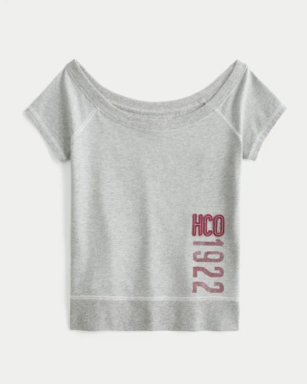 Logo Graphic Banded Scoop Tee