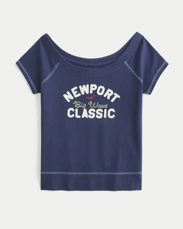 Logo Graphic Banded Scoop Tee