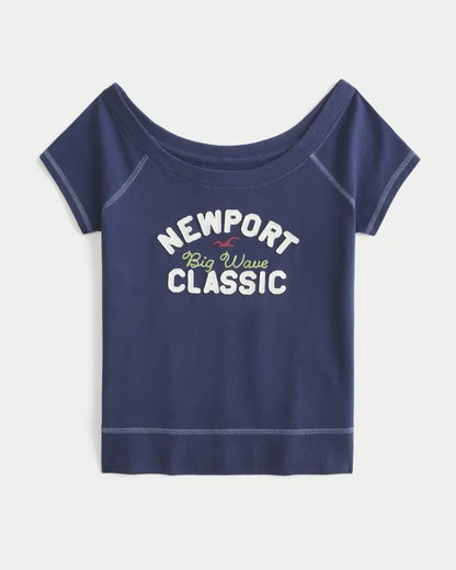 Logo Graphic Banded Scoop Tee