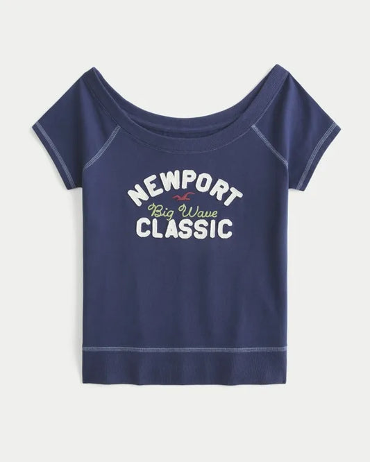 Logo Graphic Banded Scoop Tee
