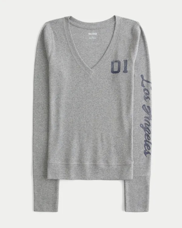 Long-Sleeve V-Neck Los Angeles Graphic Tee