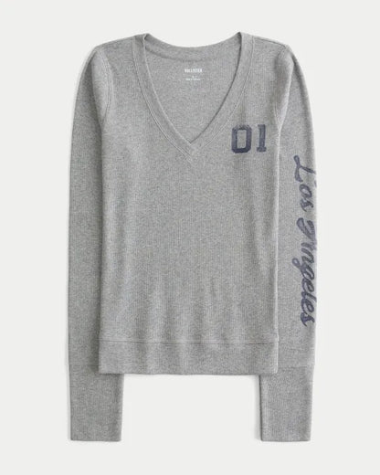Long-Sleeve V-Neck Los Angeles Graphic Tee
