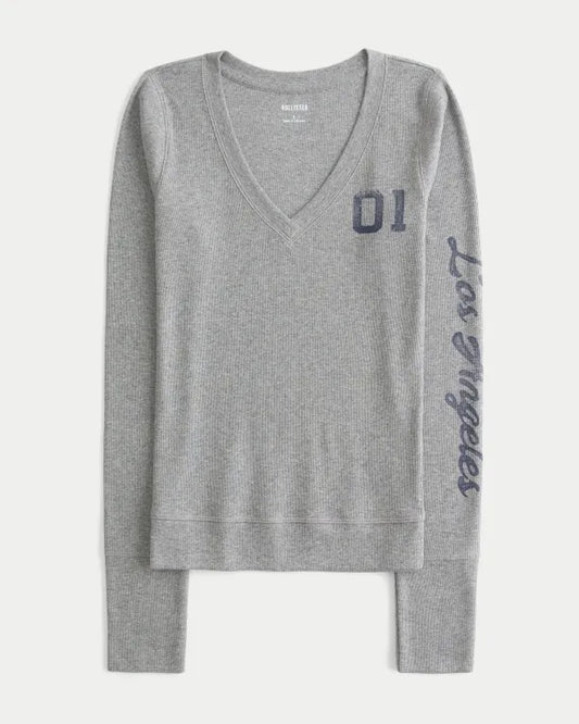Long-Sleeve V-Neck Los Angeles Graphic Tee