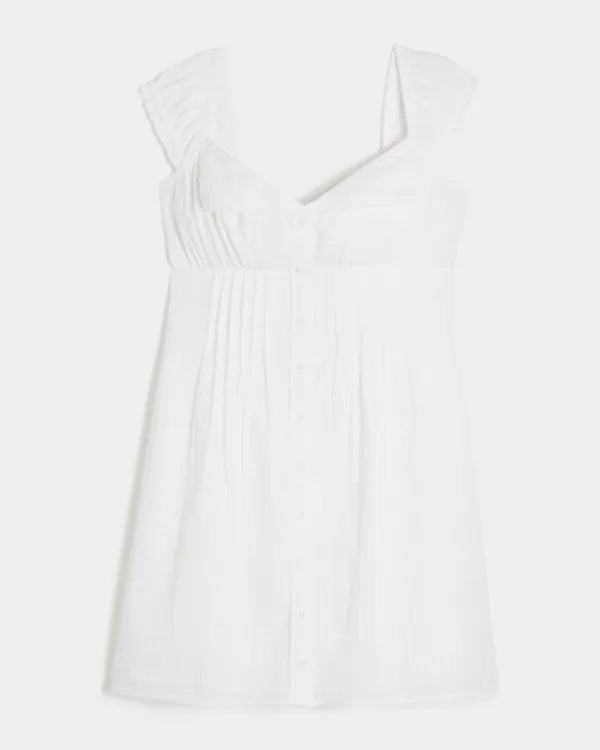 Foldover Pintuck Mini Dress