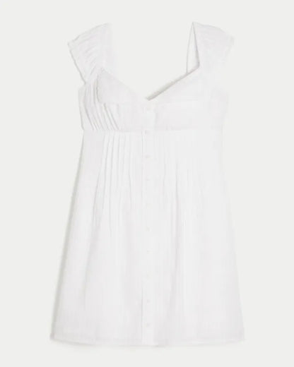 Foldover Pintuck Mini Dress