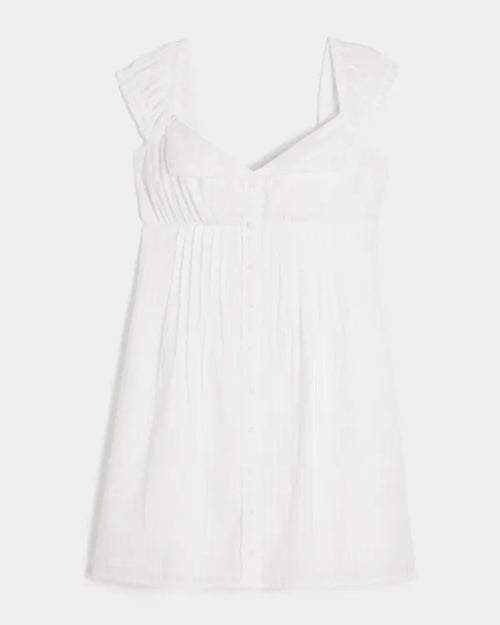 Foldover Pintuck Mini Dress