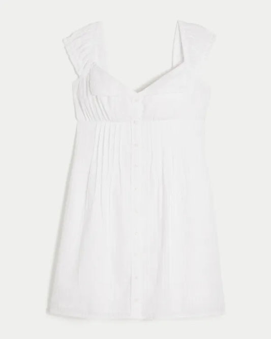 Foldover Pintuck Mini Dress