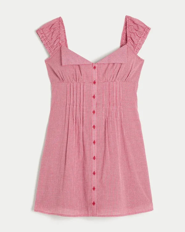 Foldover Pintuck Mini Dress