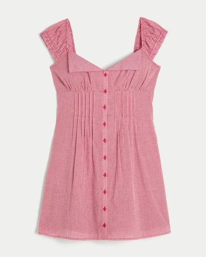 Foldover Pintuck Mini Dress