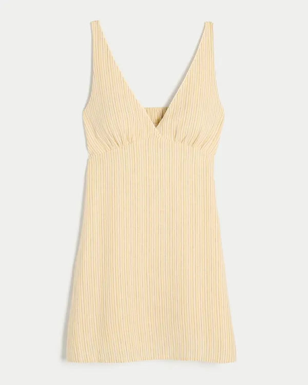 Linen-Blend A-Line Mini Dress