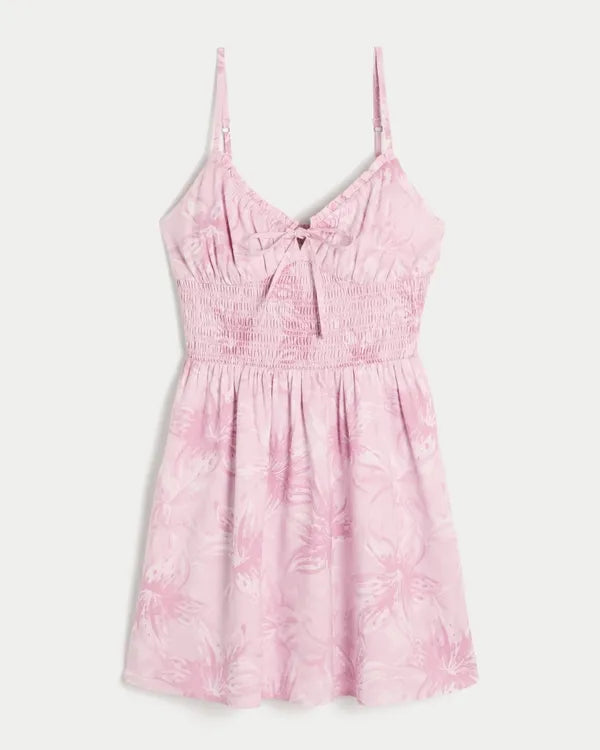 Smocked Waist Mini Dress