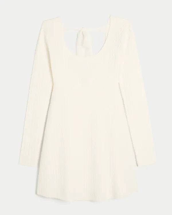 Tie Back Babydoll Sweater Mini Dress