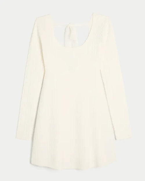 Tie Back Babydoll Sweater Mini Dress