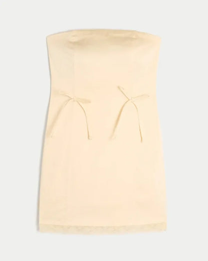 Satin Strapless Bow Bodycon Dress