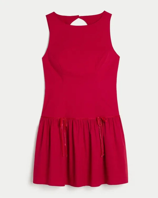 High-Neck Drop Waist Skort Dress