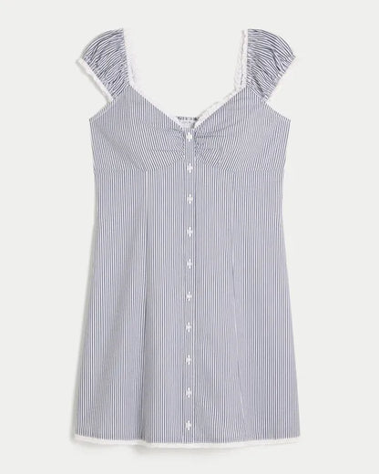 Cap Sleeve Button Shirt Dress