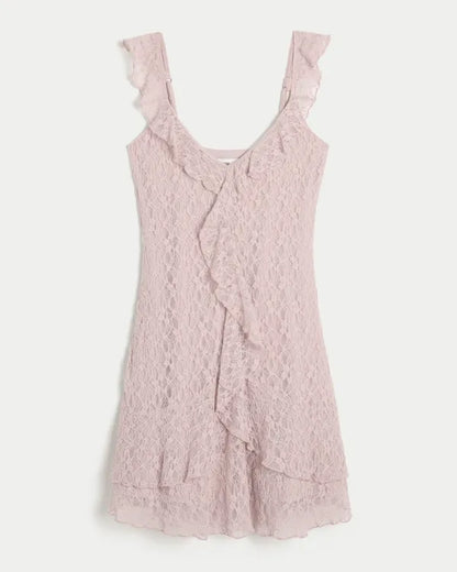 Lace Ruffle Mini Dress