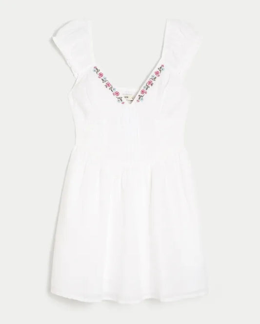 Embroidered Mini Dress
